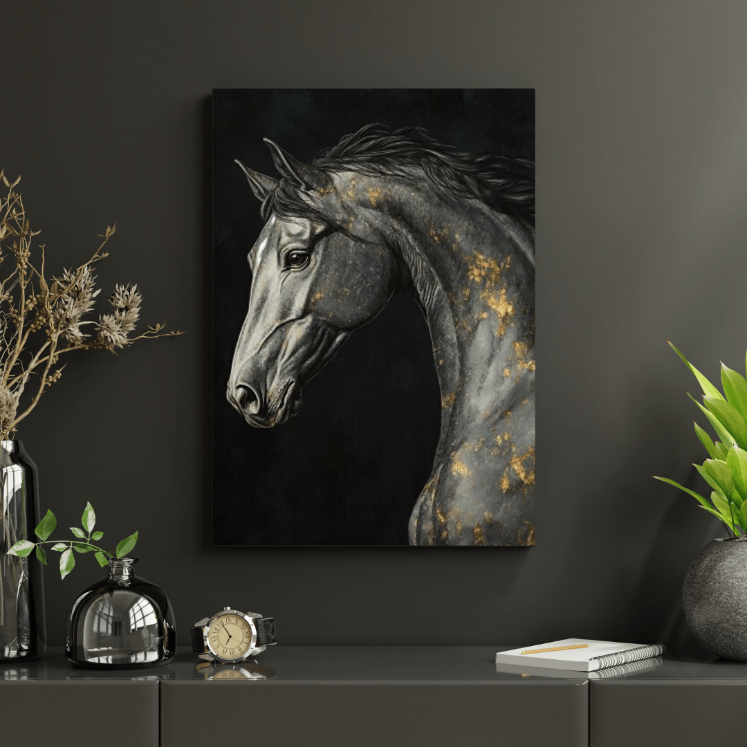 Elegant Black Horse - Equine Wall Art - Aestheticanvas