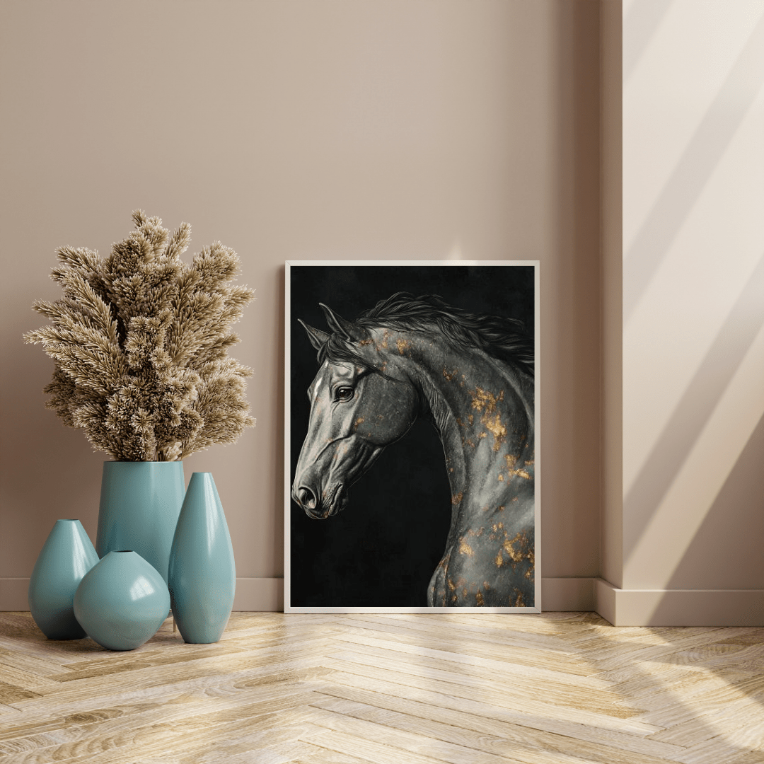 Elegant Black Horse - Equine Wall Art - Aestheticanvas