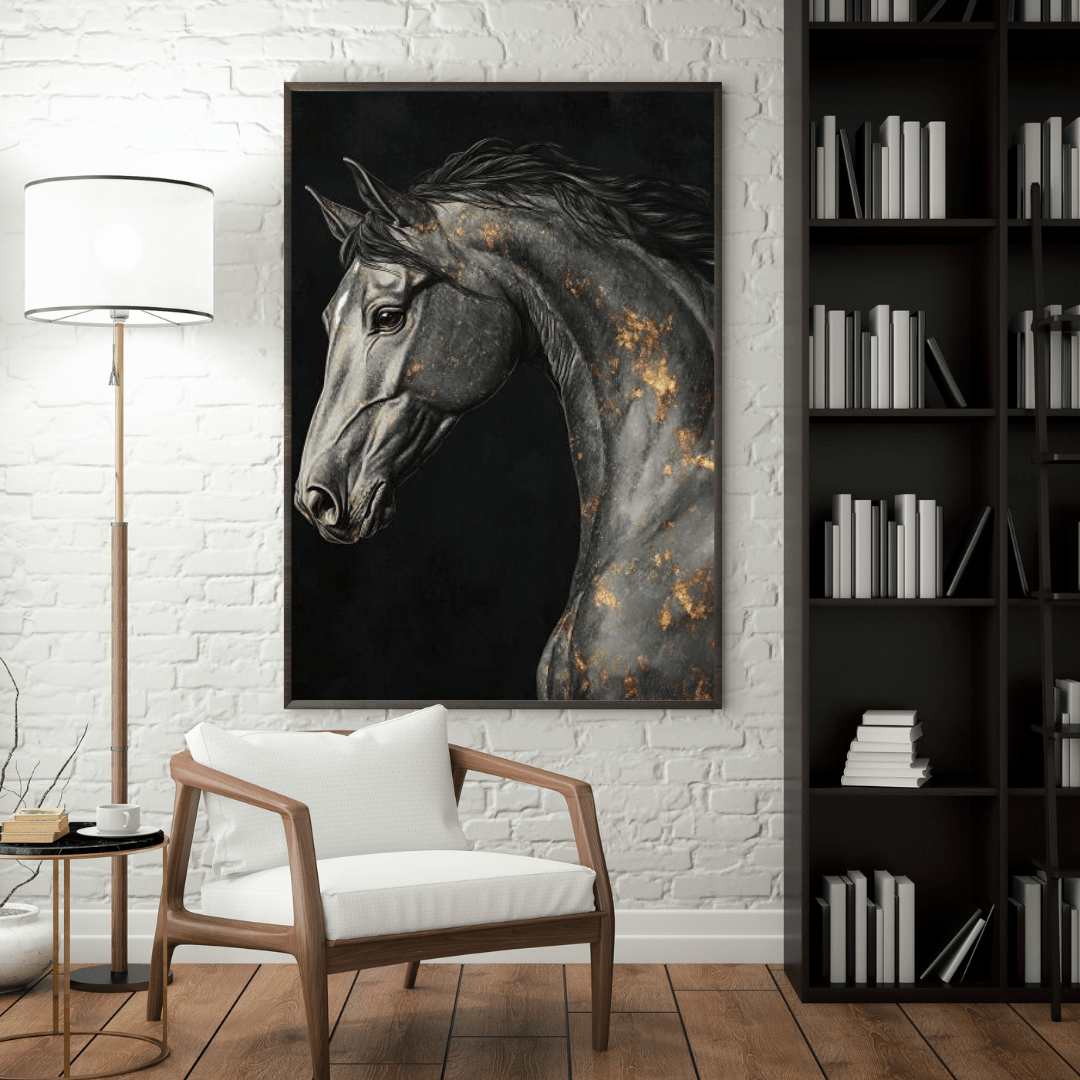 Elegant Black Horse - Equine Wall Art - Aestheticanvas