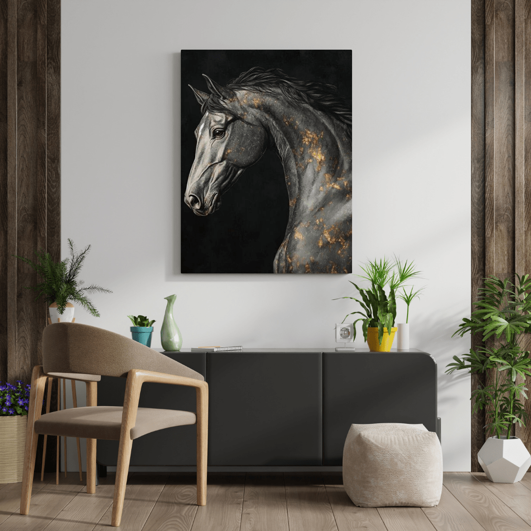 Elegant Black Horse - Equine Wall Art - Aestheticanvas