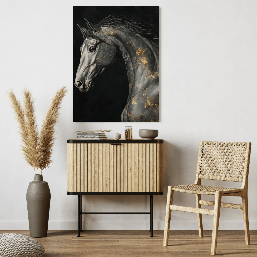 Elegant Black Horse - Equine Wall Art - Aestheticanvas