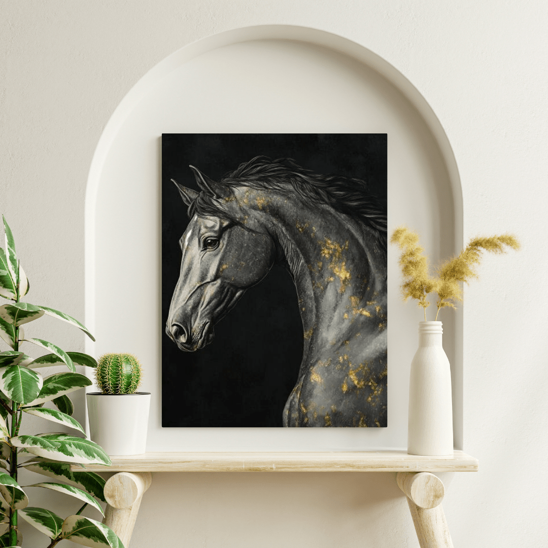 Elegant Black Horse - Equine Wall Art - Aestheticanvas