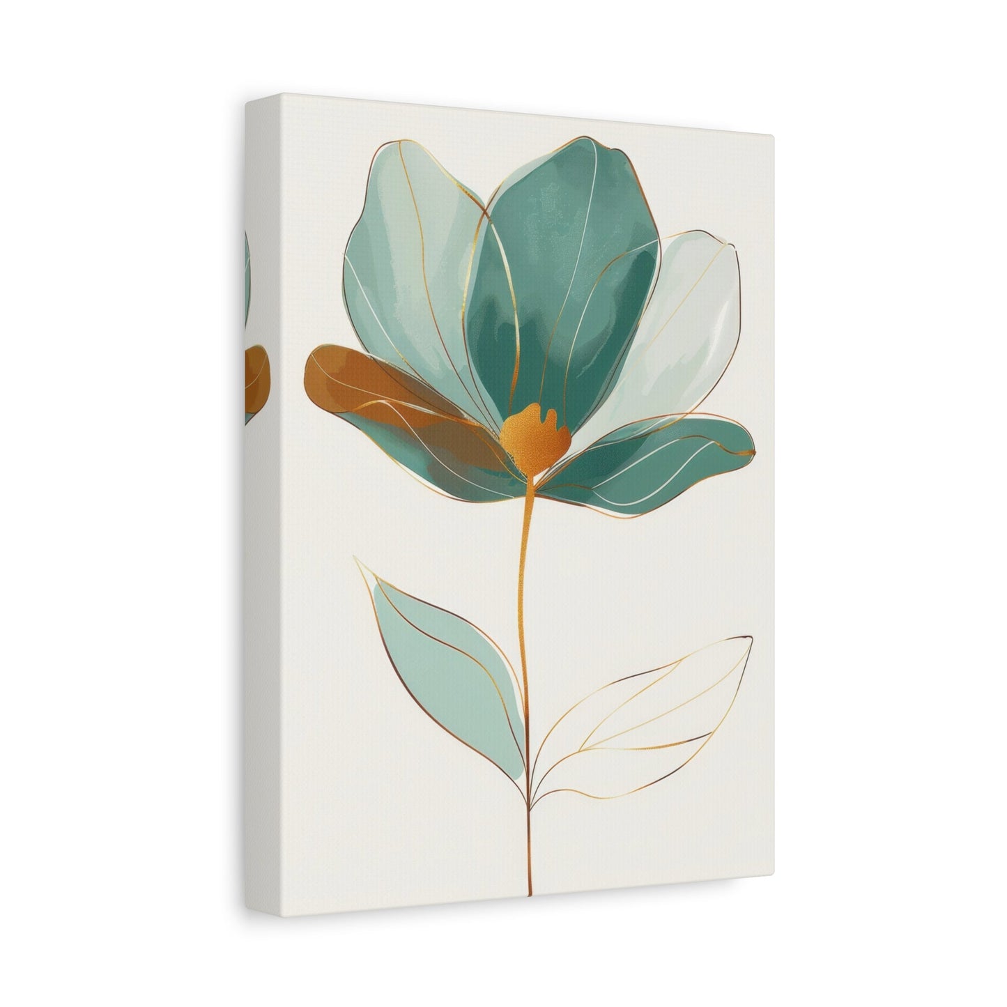 Elegant Bloom in Gold - Flower Wall Art - Aestheticanvas