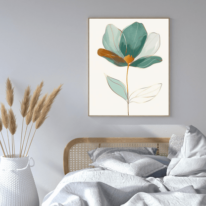 Elegant Bloom in Gold - Flower Wall Art - Aestheticanvas