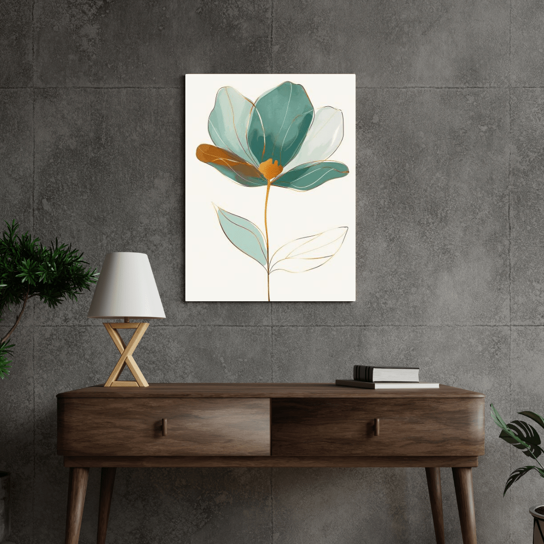 Elegant Bloom in Gold - Flower Wall Art - Aestheticanvas