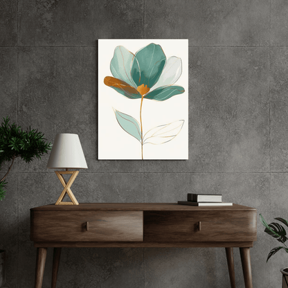 Elegant Bloom in Gold - Flower Wall Art - Aestheticanvas