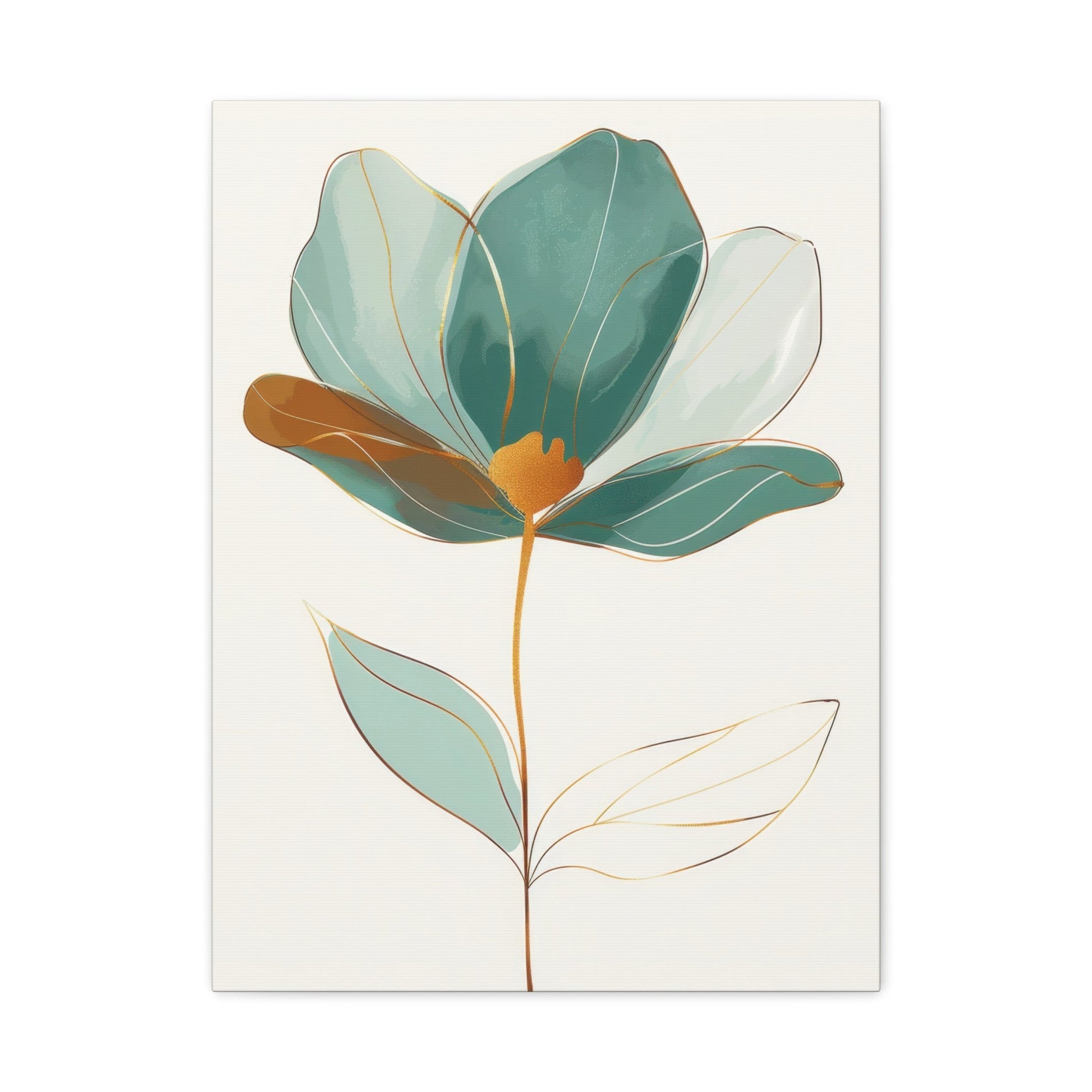 Elegant Bloom in Gold - Flower Wall Art - Aestheticanvas