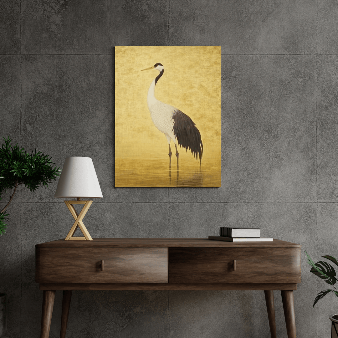 Elegant Crane Serenity - Bird Wall Art - Aestheticanvas