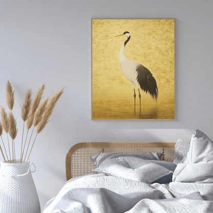 Elegant Crane Serenity - Bird Wall Art - Aestheticanvas