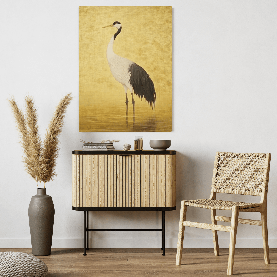 Elegant Crane Serenity - Bird Wall Art - Aestheticanvas