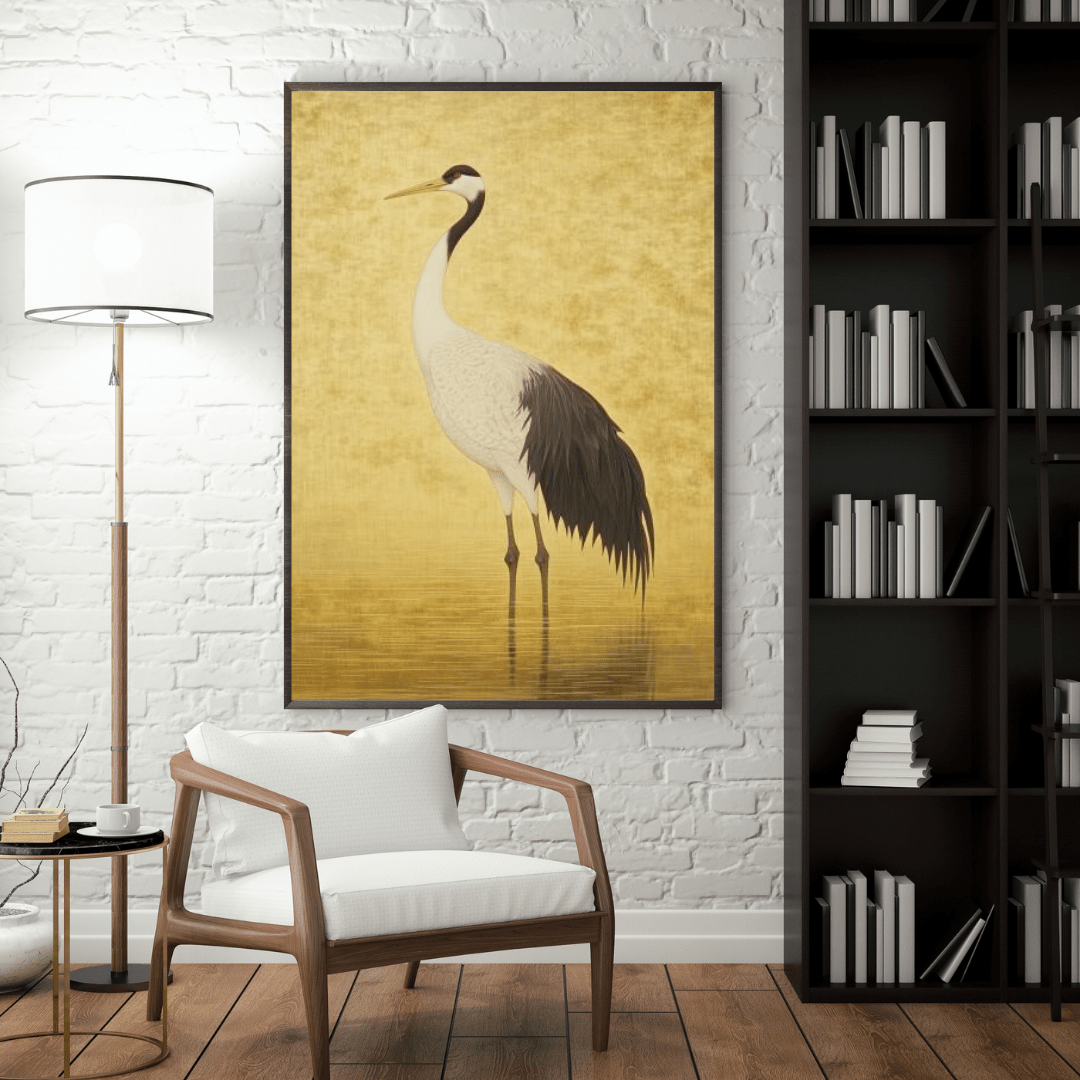 Elegant Crane Serenity - Bird Wall Art - Aestheticanvas