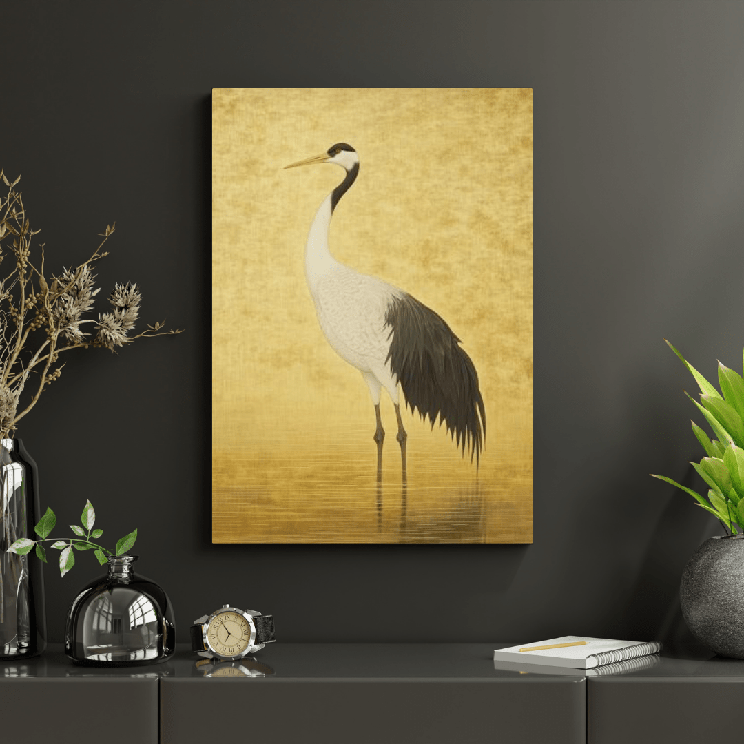 Elegant Crane Serenity - Bird Wall Art - Aestheticanvas