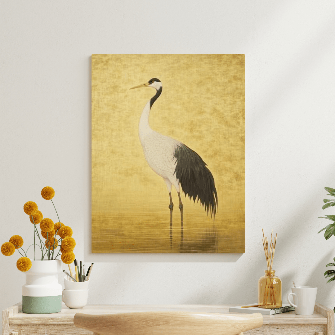 Elegant Crane Serenity - Bird Wall Art - Aestheticanvas