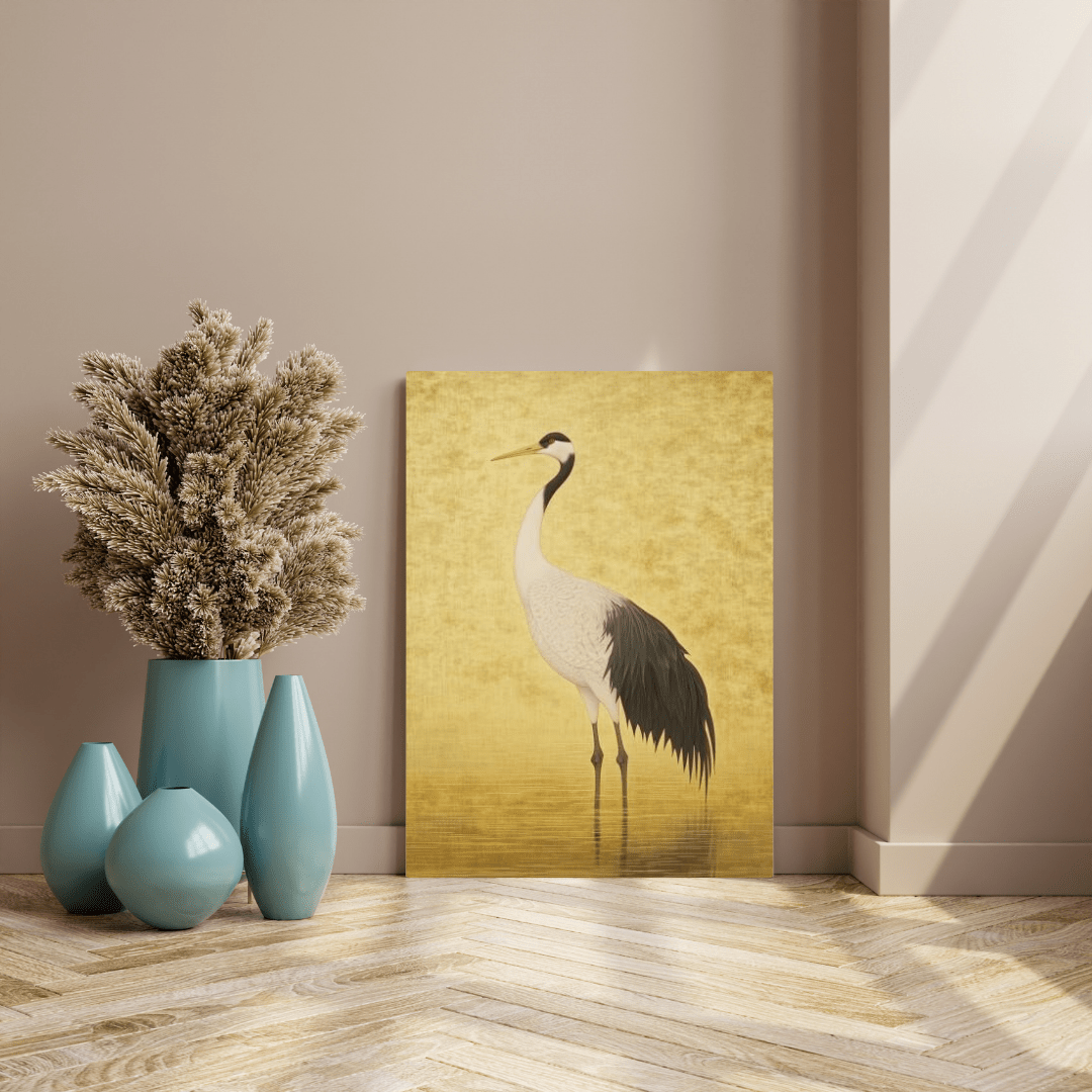 Elegant Crane Serenity - Bird Wall Art - Aestheticanvas