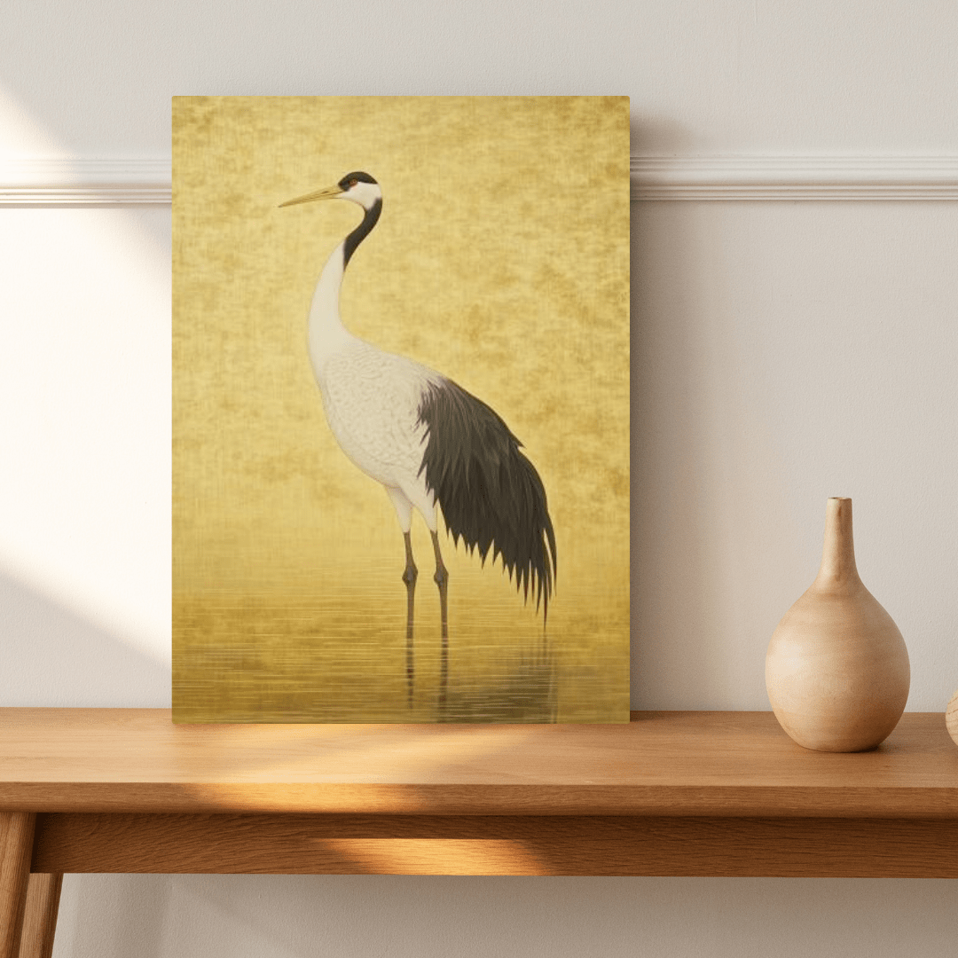 Elegant Crane Serenity - Bird Wall Art - Aestheticanvas