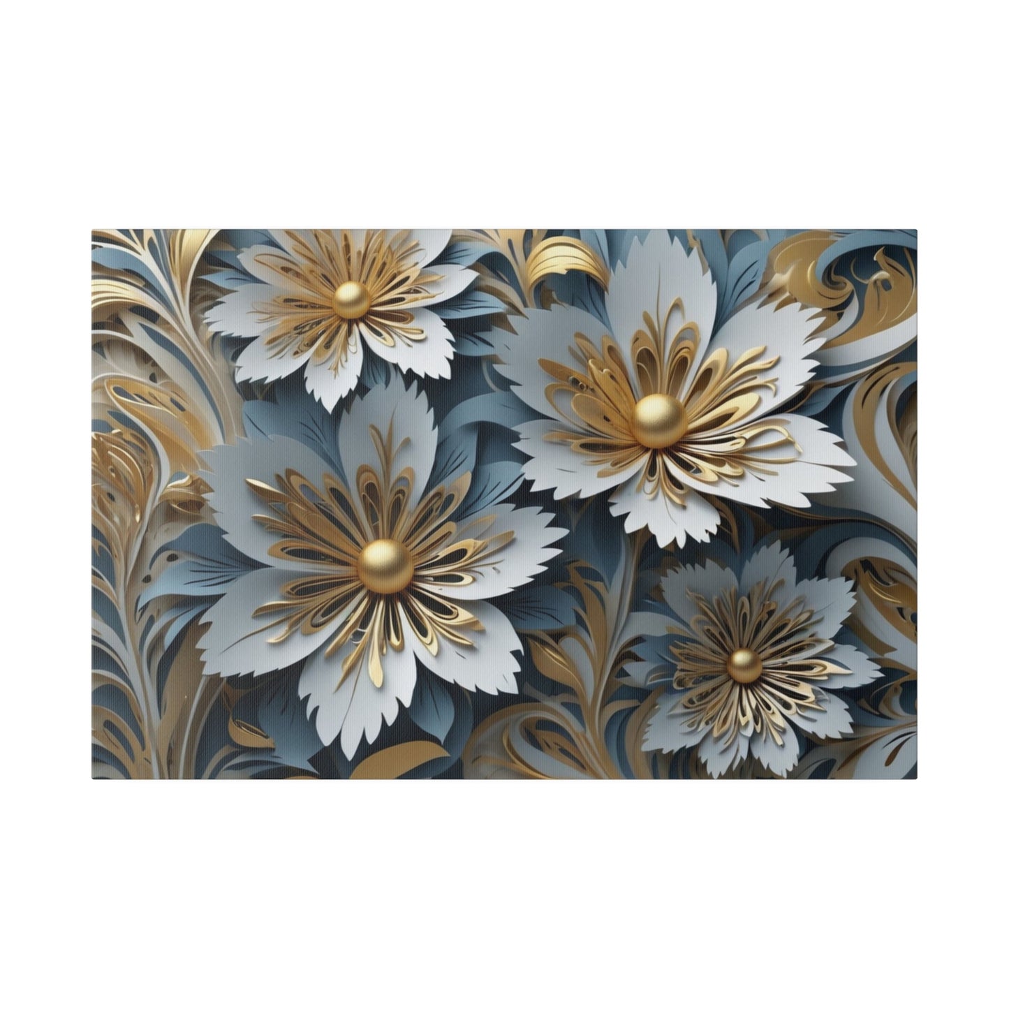 Elegant Golden Flowers - Floral Wall Art - Aestheticanvas