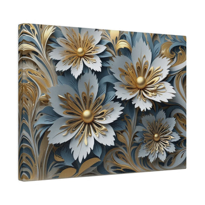 Elegant Golden Flowers - Floral Wall Art - Aestheticanvas