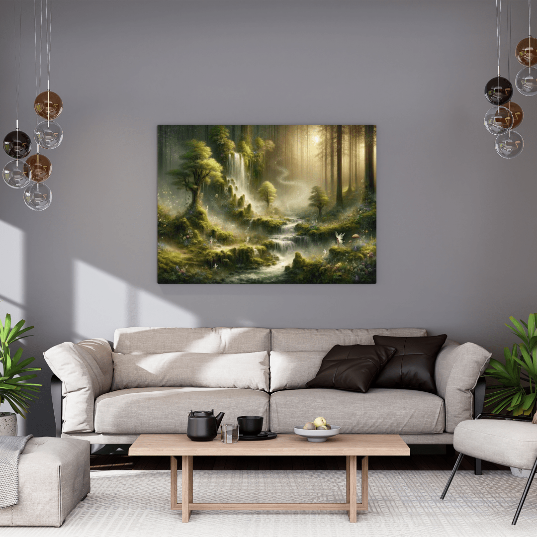 Enchanted Mystical Waterfall - Fantasy Wall Art - Aestheticanvas