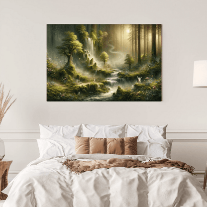 Enchanted Mystical Waterfall - Fantasy Wall Art - Aestheticanvas