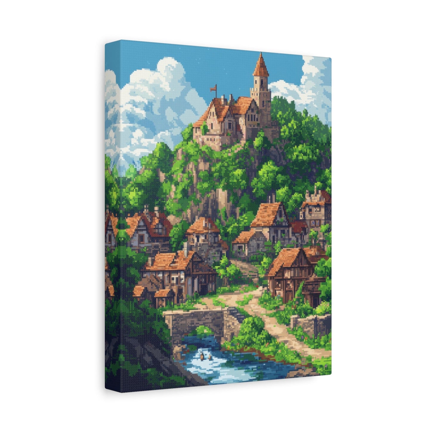 Enchanting Medieval Village - Pixel Art Wall Art - Aestheticanvas