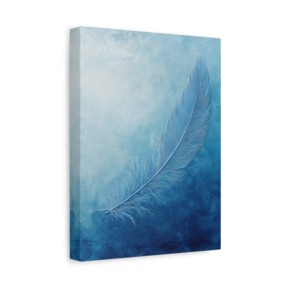 Ethereal Blue Feather Serenity - Minimal Wall Art - Aestheticanvas