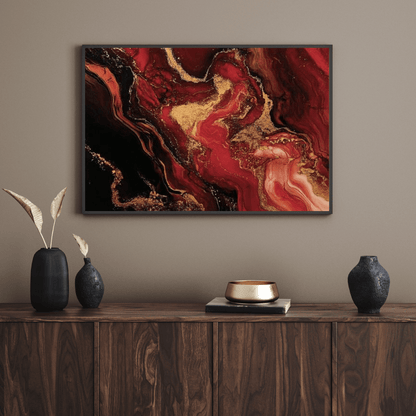 Ethereal Crimson Symphony - Abstract Wall Art - Aestheticanvas