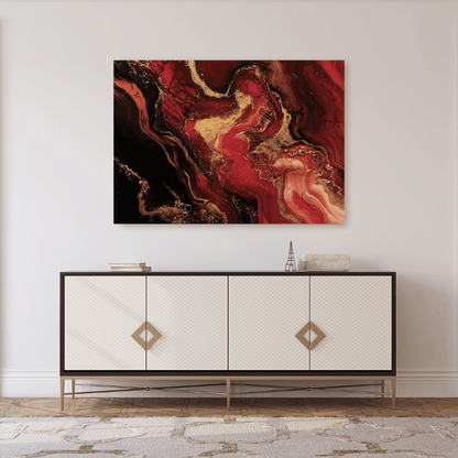 Ethereal Crimson Symphony - Abstract Wall Art - Aestheticanvas