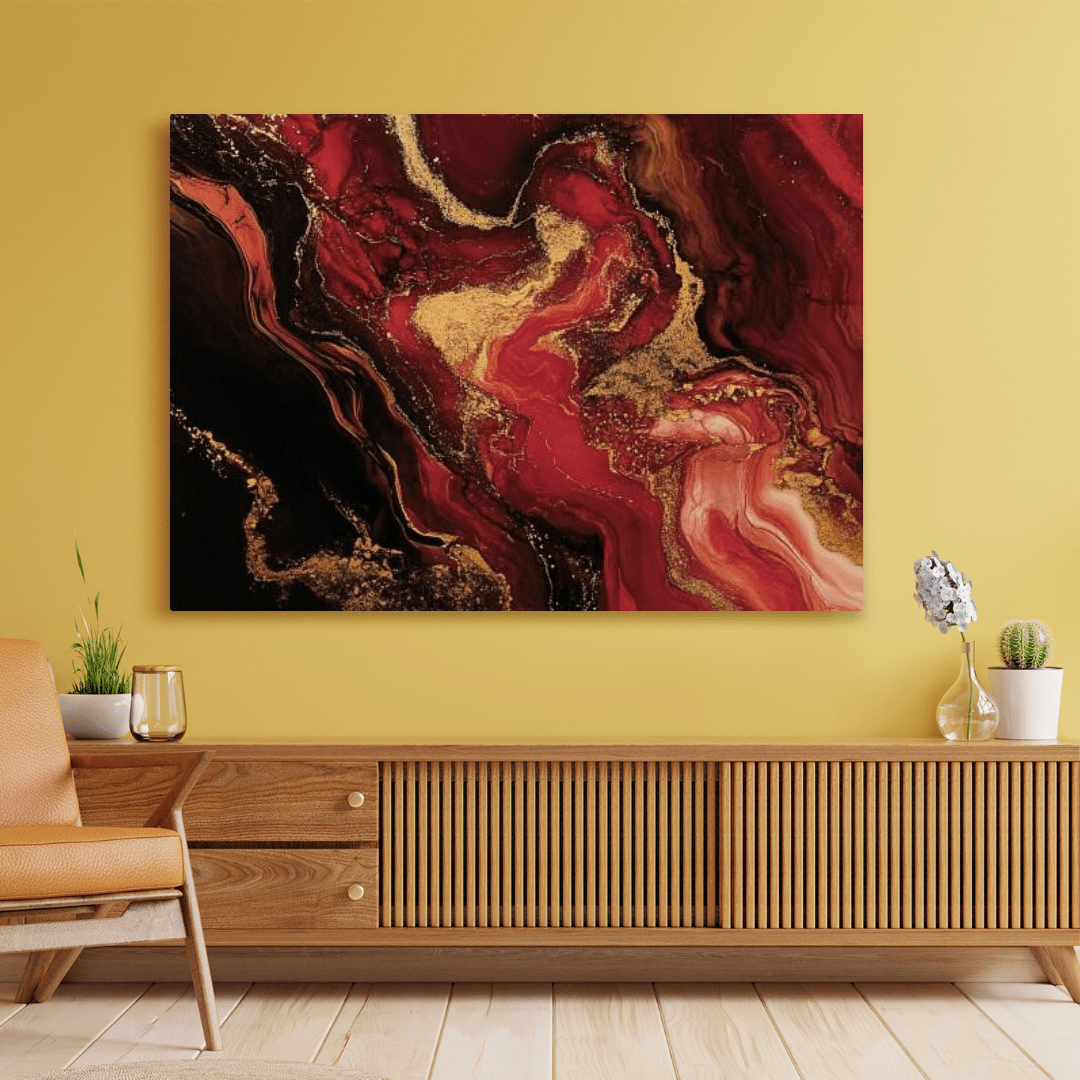 Ethereal Crimson Symphony - Abstract Wall Art - Aestheticanvas