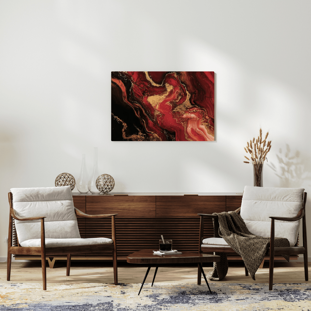 Ethereal Crimson Symphony - Abstract Wall Art - Aestheticanvas