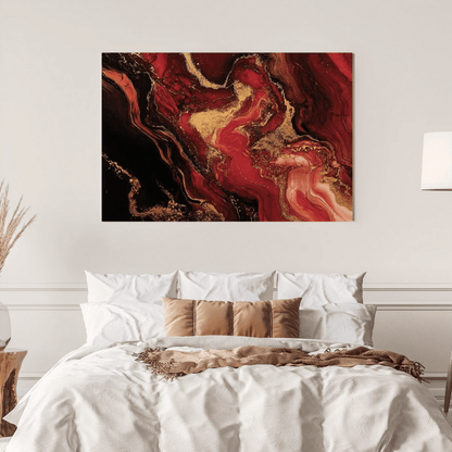 Ethereal Crimson Symphony - Abstract Wall Art - Aestheticanvas