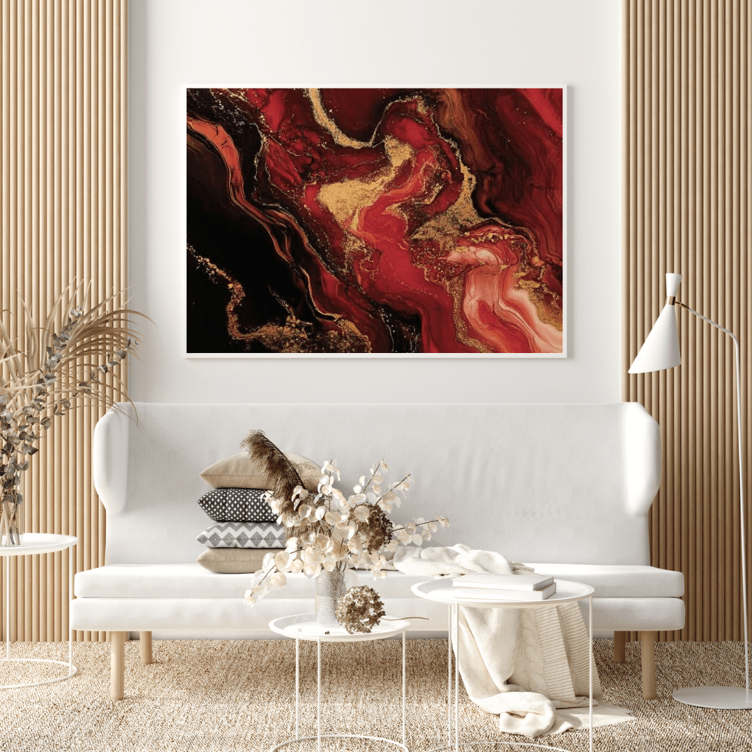 Ethereal Crimson Symphony - Abstract Wall Art - Aestheticanvas