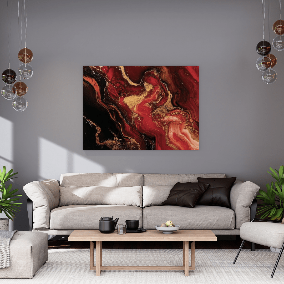 Ethereal Crimson Symphony - Abstract Wall Art - Aestheticanvas