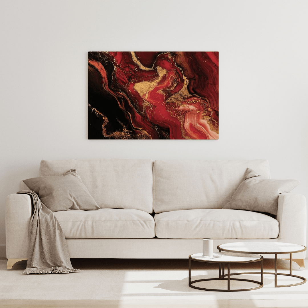 Ethereal Crimson Symphony - Abstract Wall Art - Aestheticanvas