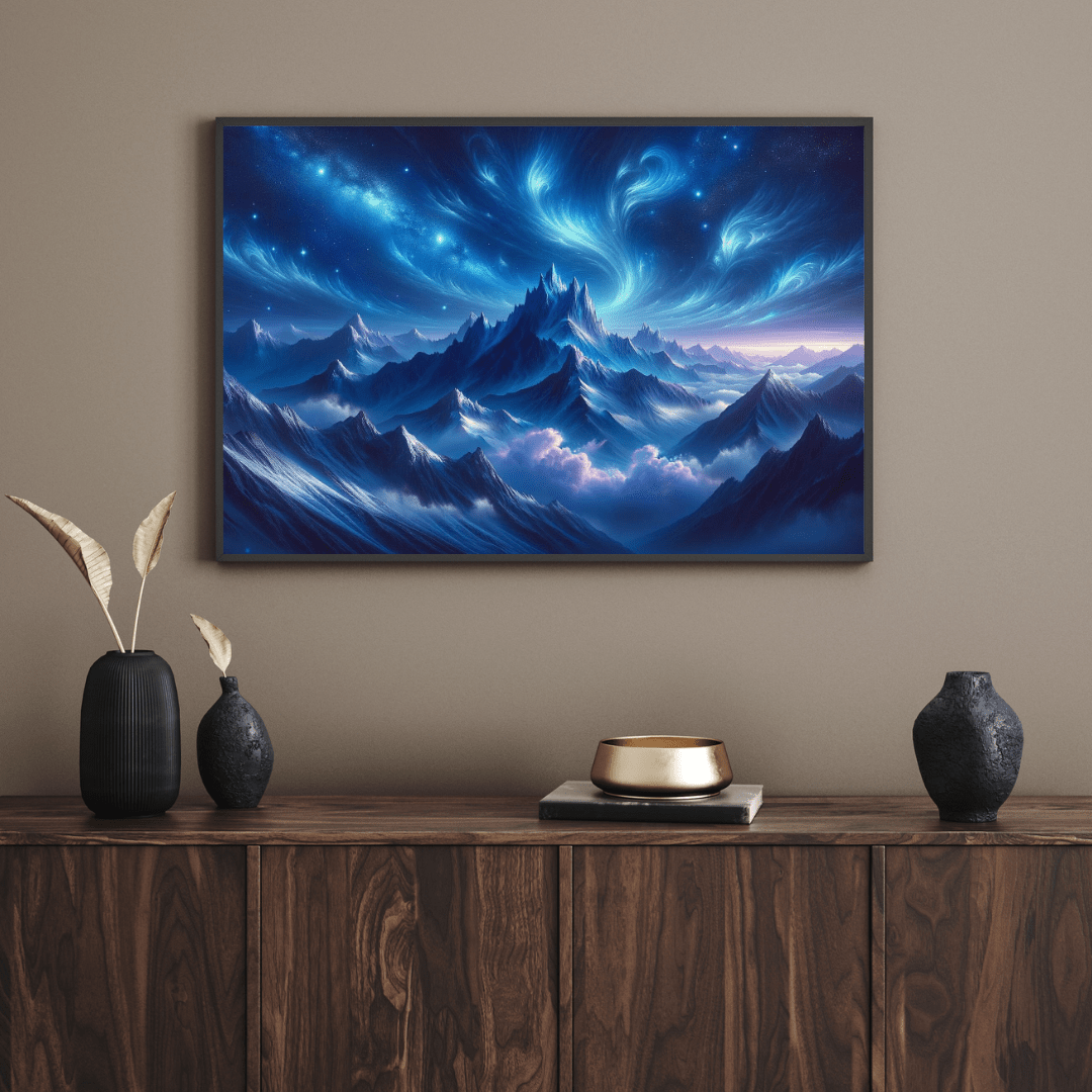 Ethereal Mountain Cosmos - Landscape Wall Art - Aestheticanvas