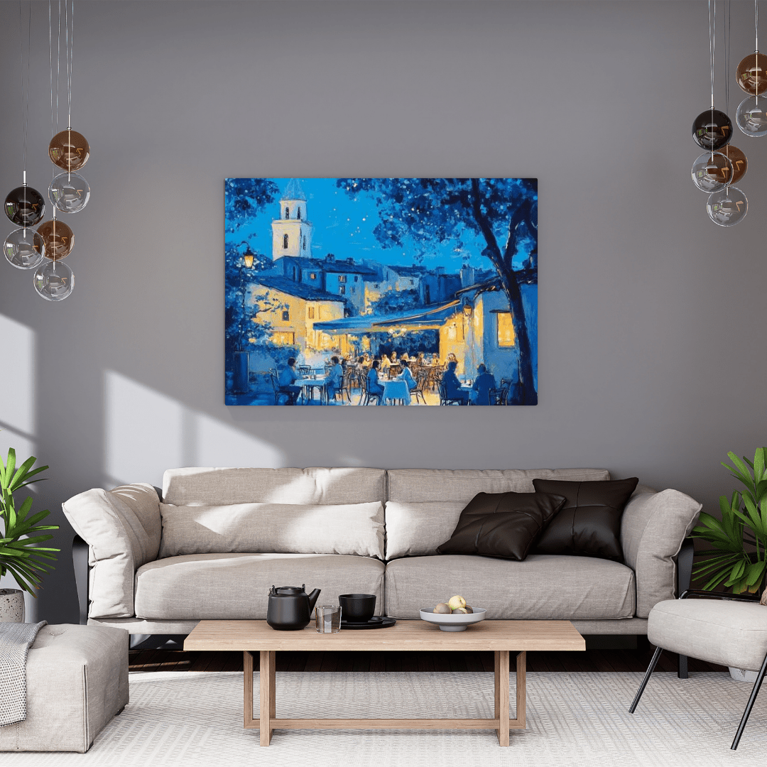 Evening Café Serenity - Village Wall Art - Aestheticanvas