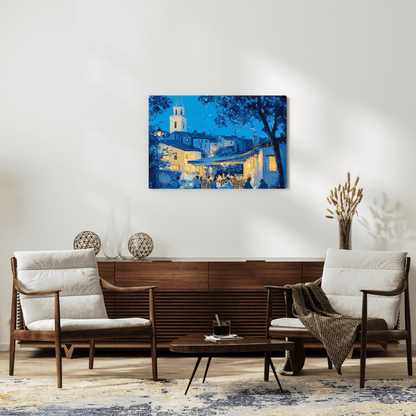 Evening Café Serenity - Village Wall Art - Aestheticanvas