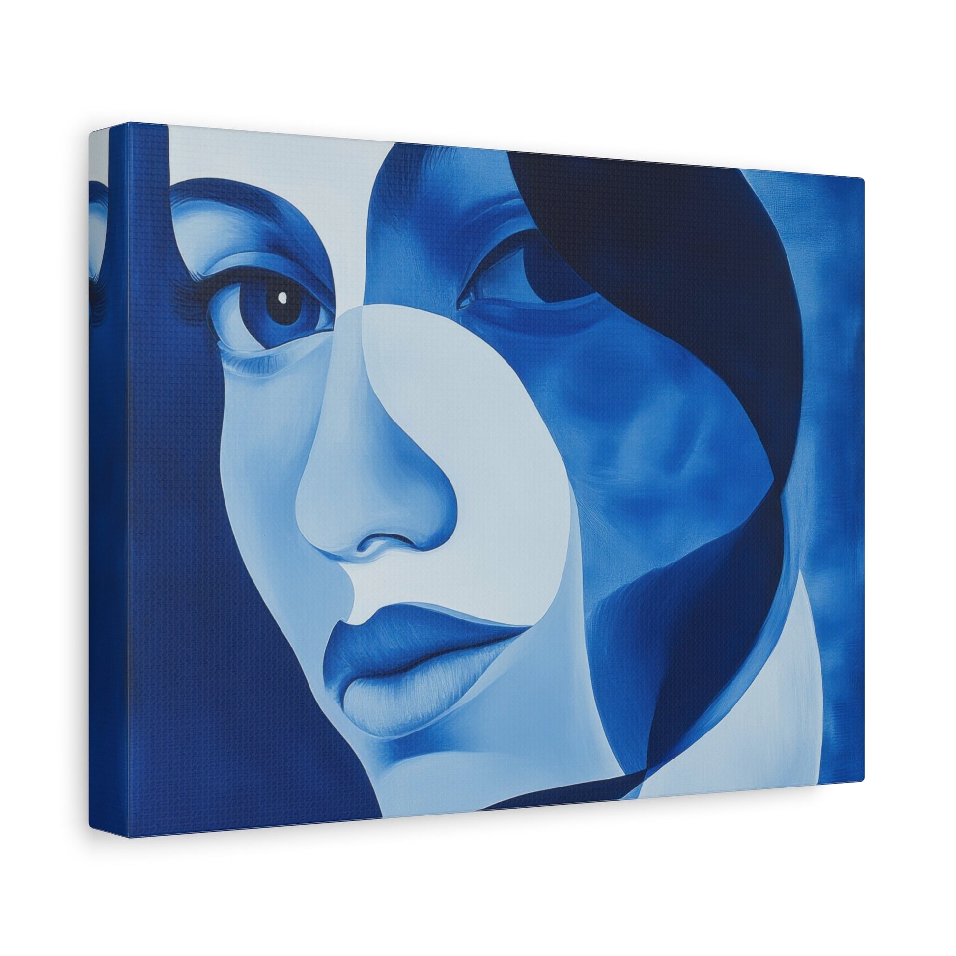 Feminine Blue Visage - Abstract Wall Art - Aestheticanvas