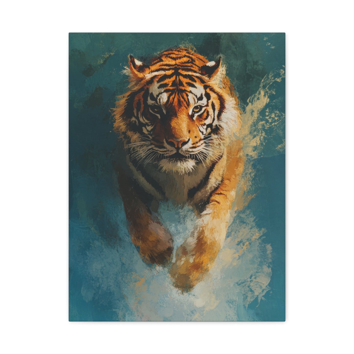 Fierce Tiger in Action - Wildlife Wall Art - Aestheticanvas