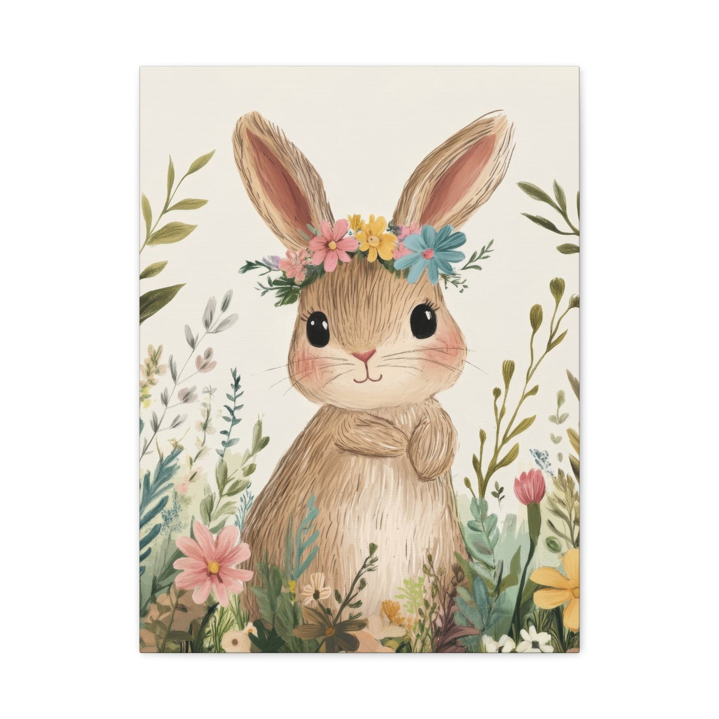 Floral Bunny Bloom - Kids Wall Art - Aestheticanvas