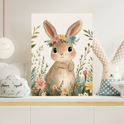 Floral Bunny Bloom - Kids Wall Art - Aestheticanvas