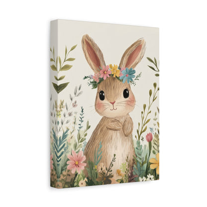 Floral Bunny Bloom - Kids Wall Art - Aestheticanvas