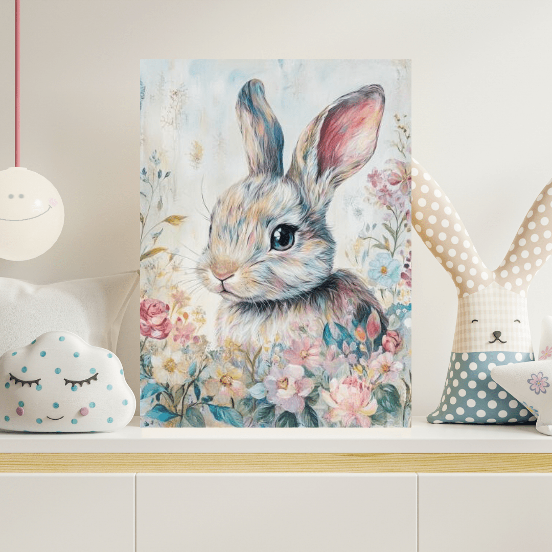 Floral Bunny - Kids Wall Art - Aestheticanvas