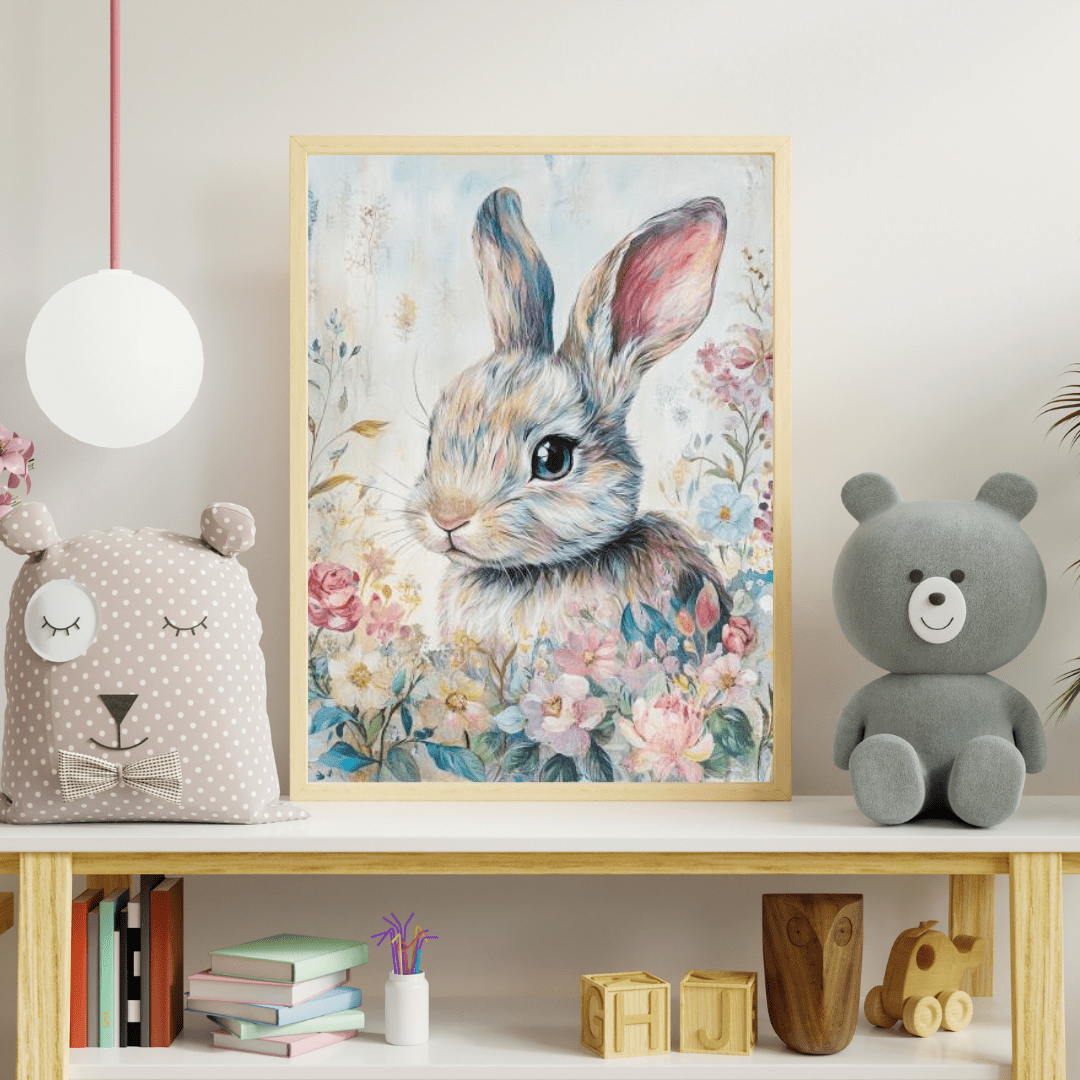 Floral Bunny - Kids Wall Art - Aestheticanvas