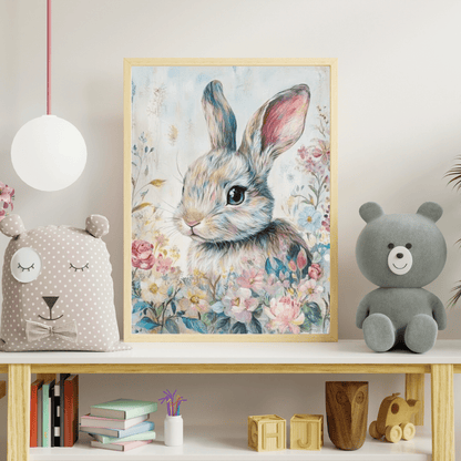 Floral Bunny - Kids Wall Art - Aestheticanvas