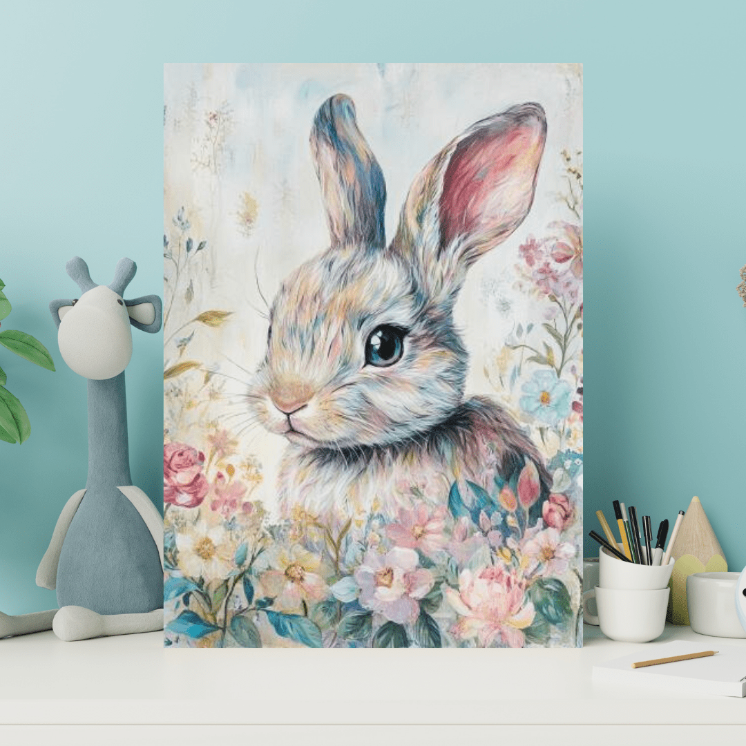 Floral Bunny - Kids Wall Art - Aestheticanvas