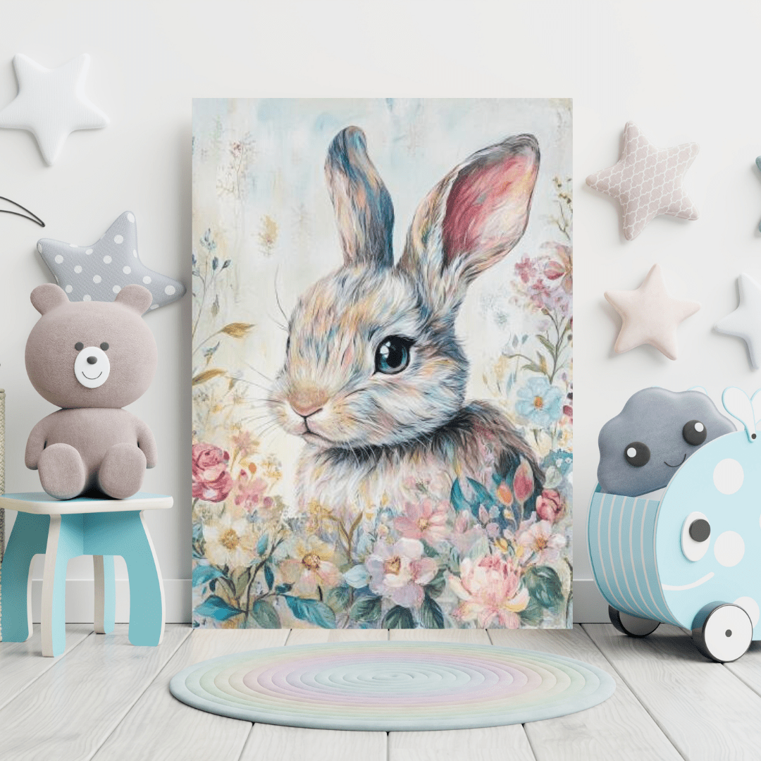 Floral Bunny - Kids Wall Art - Aestheticanvas