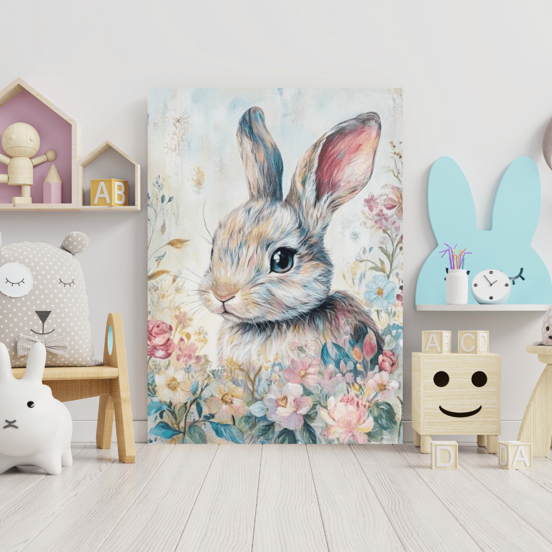 Floral Bunny - Kids Wall Art - Aestheticanvas