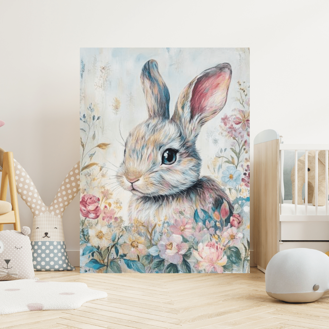 Floral Bunny - Kids Wall Art - Aestheticanvas