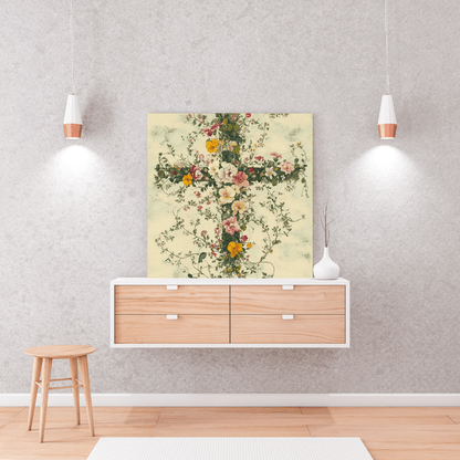 Floral Cross of Serenity - Religious Wall Art - Aestheticanvas