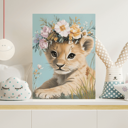 Flower Crowned Cub - Kids Wall Art - Aestheticanvas